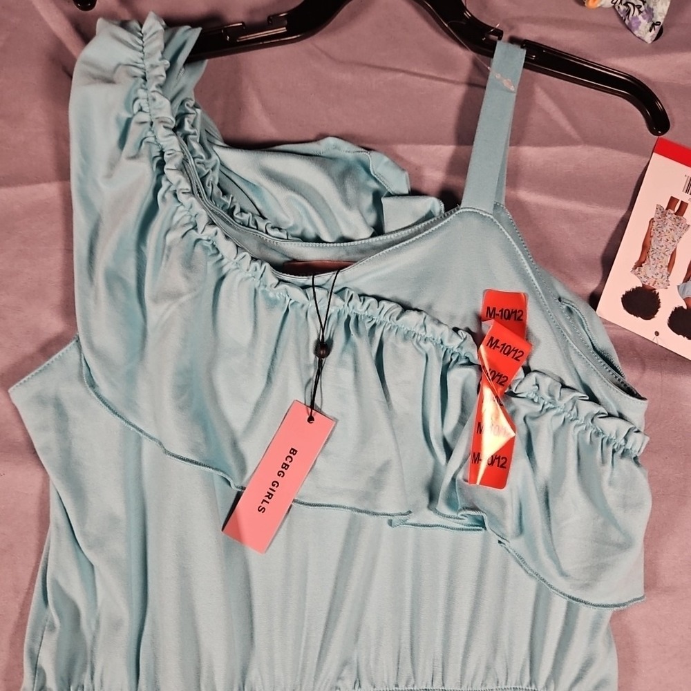 BCBG Girls 2-Pack Romper and Dress M (10/12) Aruba Blue NWT - Picture 3 of 4